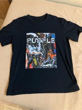 Purple Mens Black Short Sleeve Crew Size Large  No Tags As Seen In Pictures